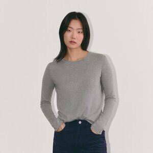 Everlane Women's Cotton Cashmere Sweater in Heather Charcoal, Size Medium